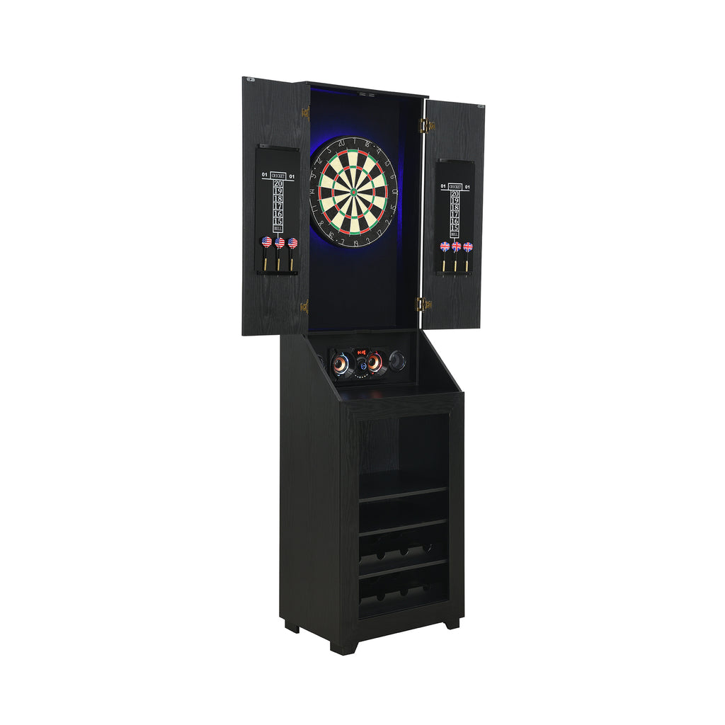 Hurricanes Dartboard Cabinet With Speaker And Led In Black (3A Packing)
