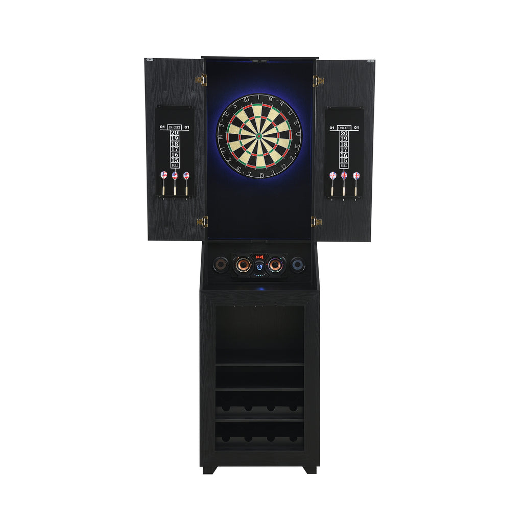 Hurricanes Dartboard Cabinet With Speaker And Led In Black (3A Packing)