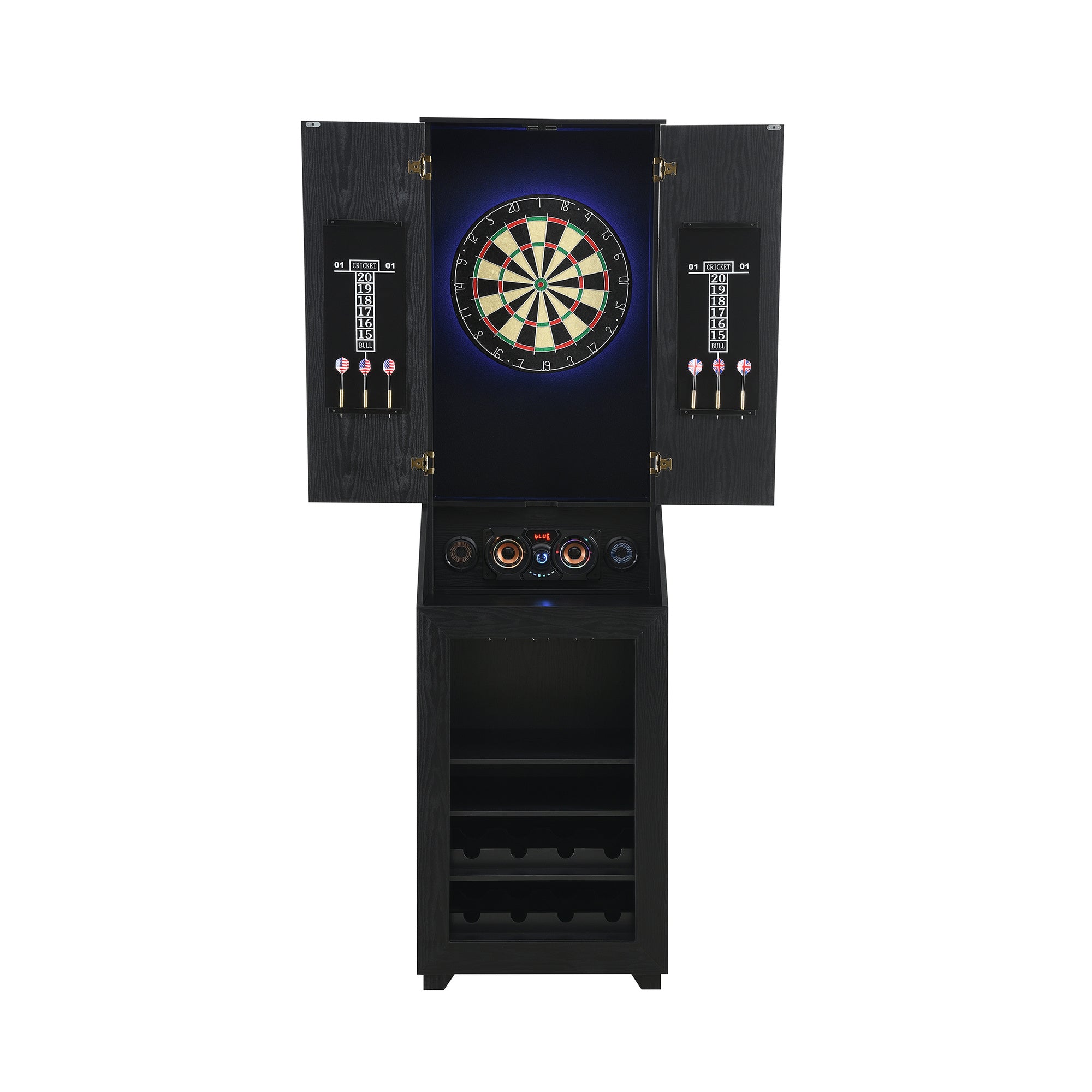 Hurricanes Dartboard Cabinet With Speaker And Led In Black (3A Packing)