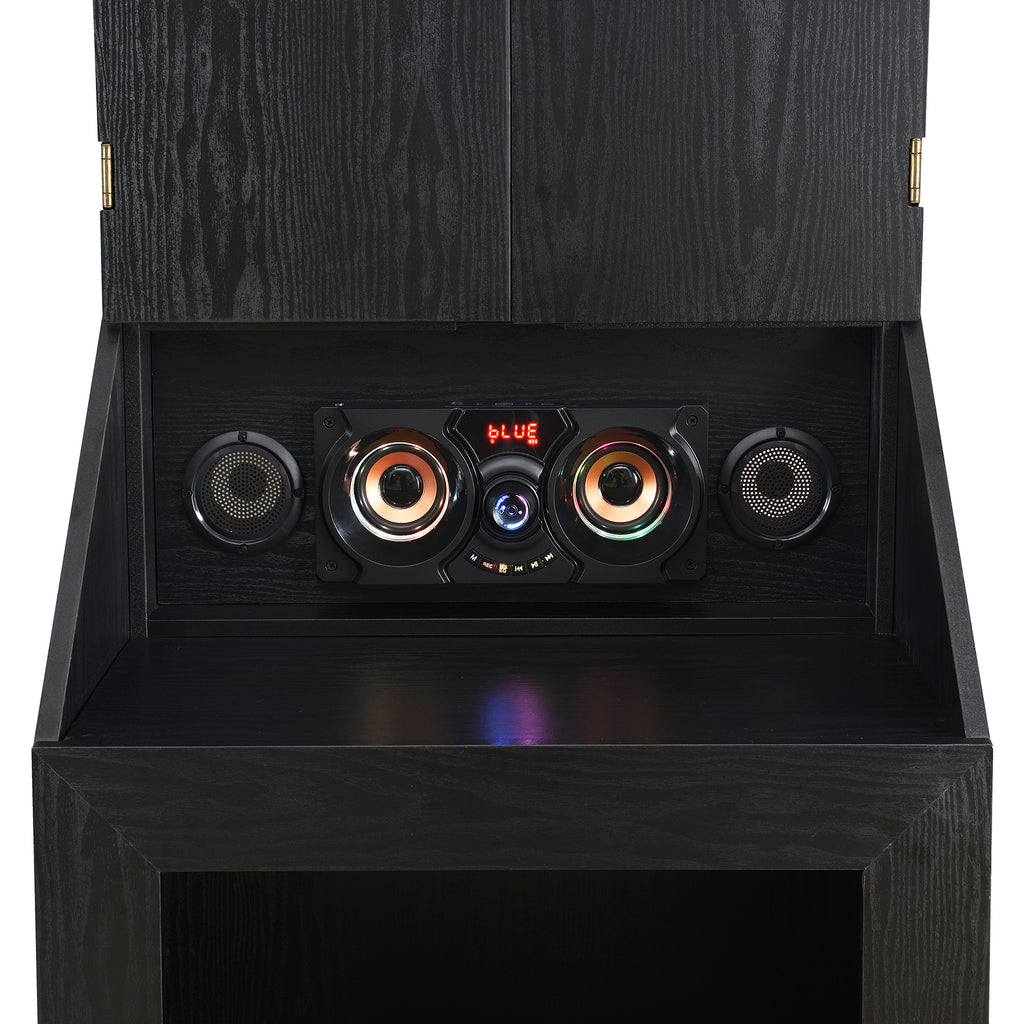 Hurricanes Dartboard Cabinet With Speaker And Led In Black (3A Packing)