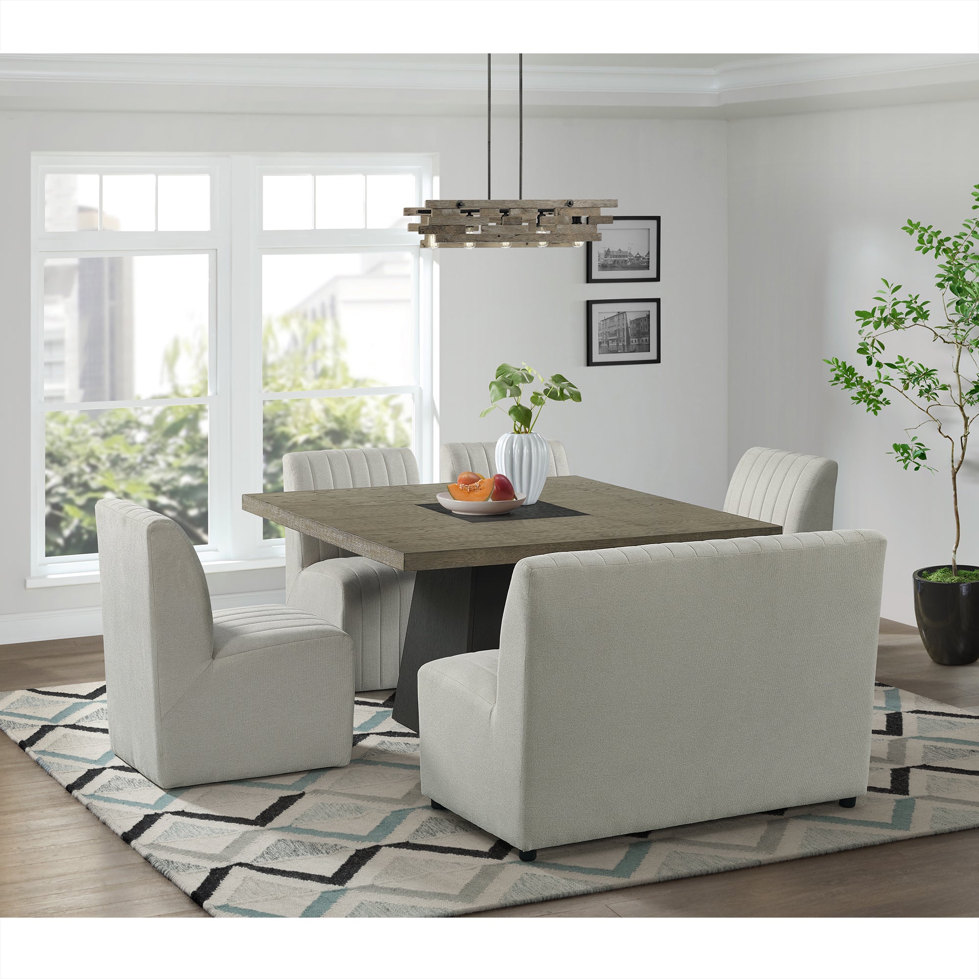 Jemma Upholstered Bench In Beige Linen