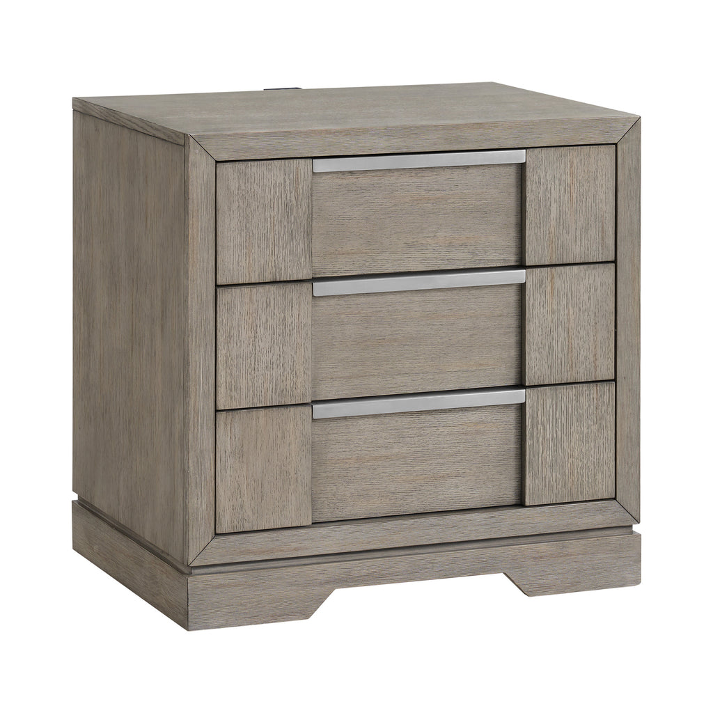 Kelis 3-Drawer Nightstand With Usb In Grey