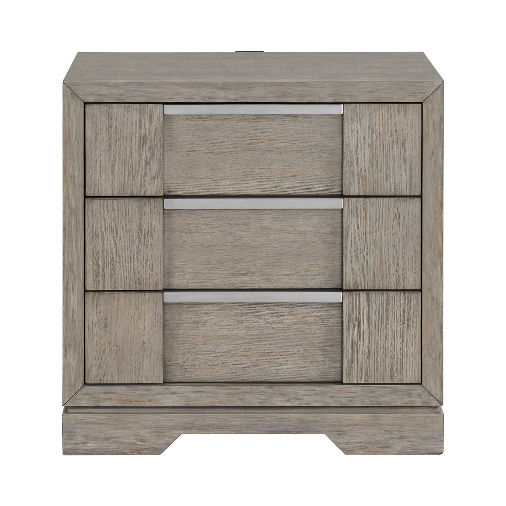 Kelis 3-Drawer Nightstand With Usb In Grey