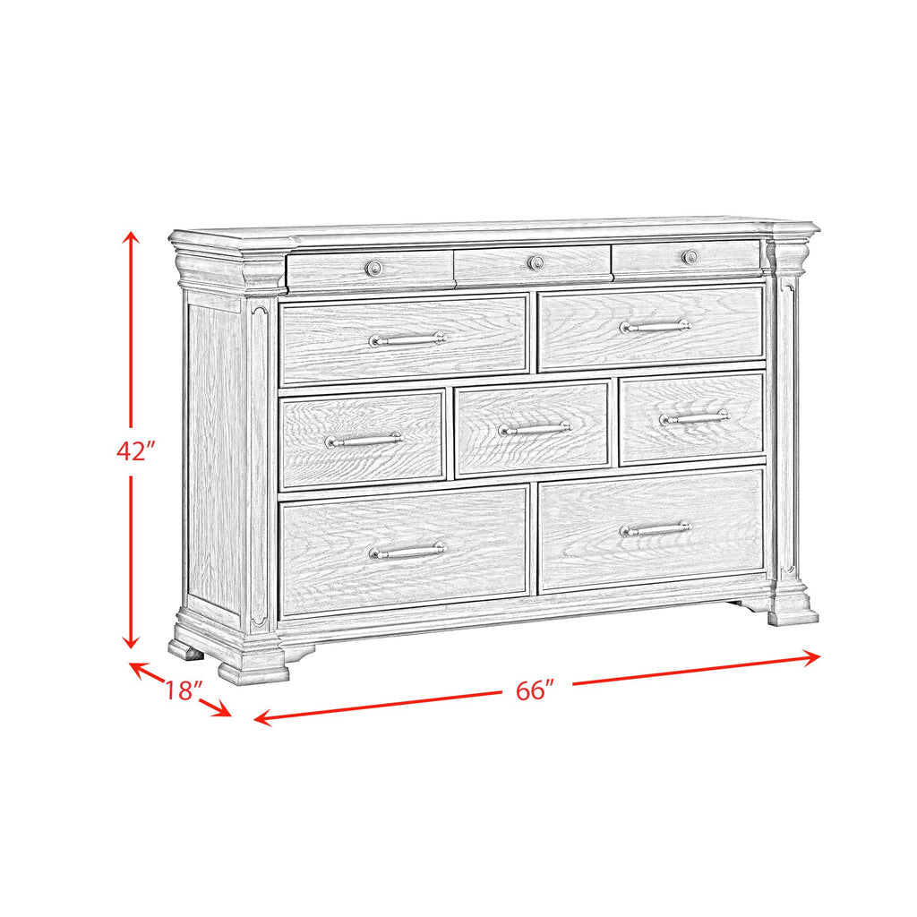 Kings Court 10-Drawer Dresser In Grey