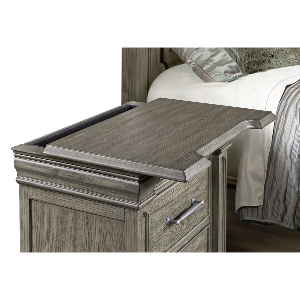 Kings Court 3-Drawer Nightstand (Sliding Top) In Grey