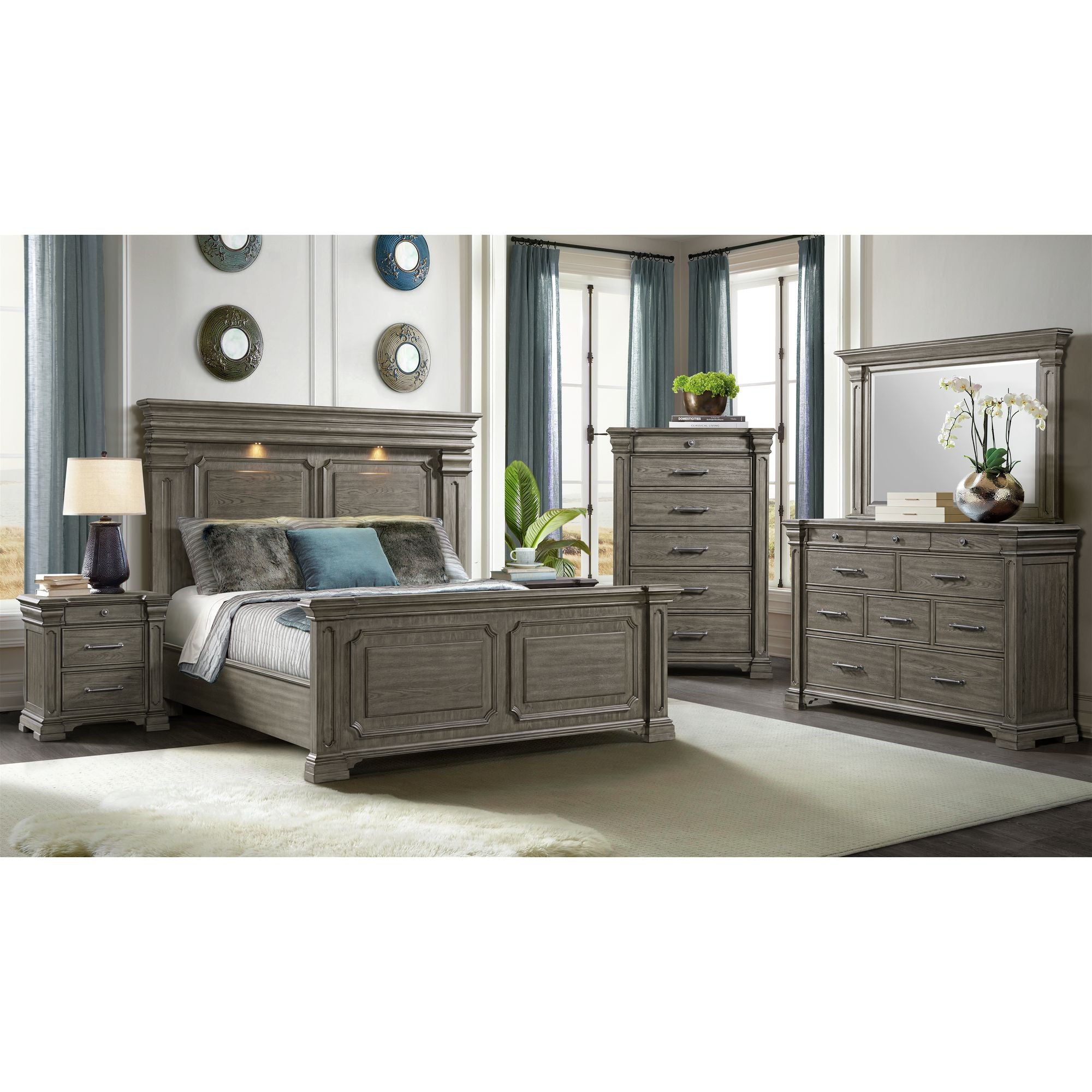 Kings Court 10-Drawer Dresser In Grey
