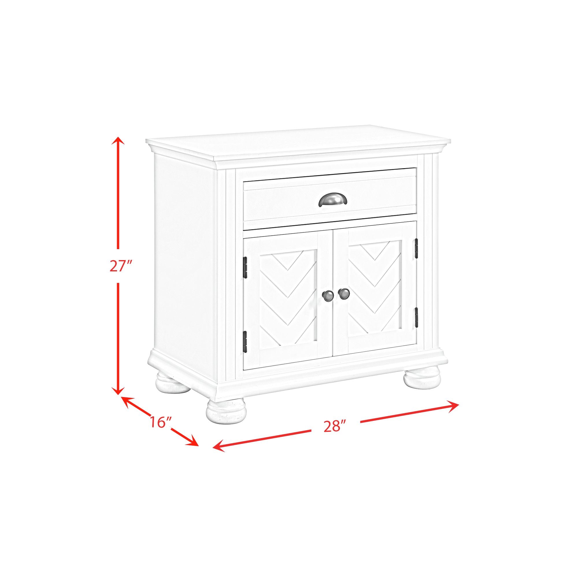 Kona 1-Drawer Nightstand In White