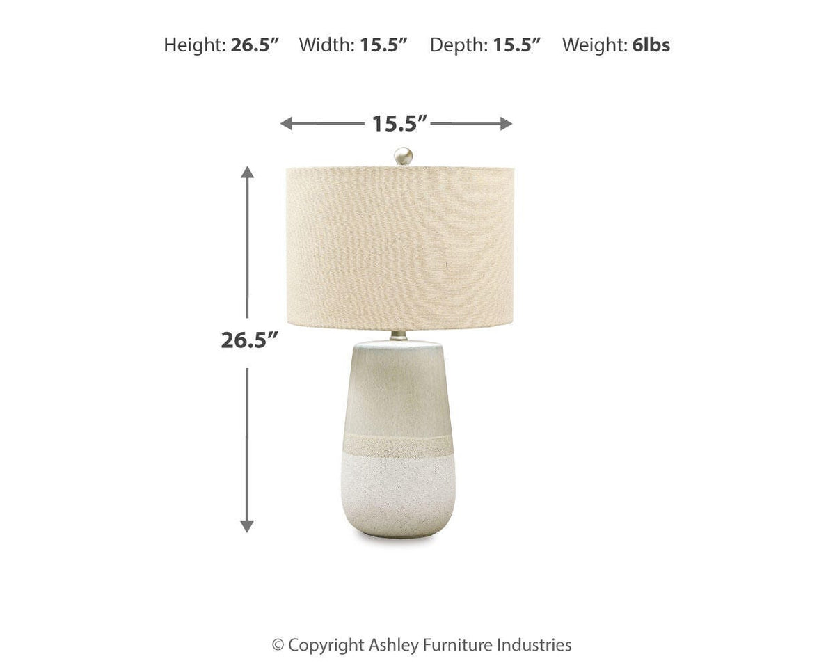 Shavon Table Lamp in Beige/White, alternate view 4