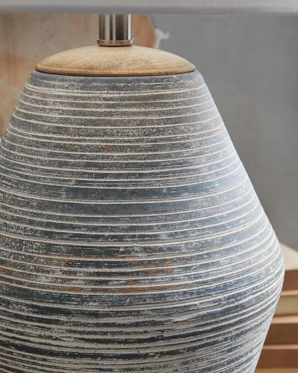 Lawrock Table Lamp in Antique Blue, detail view
