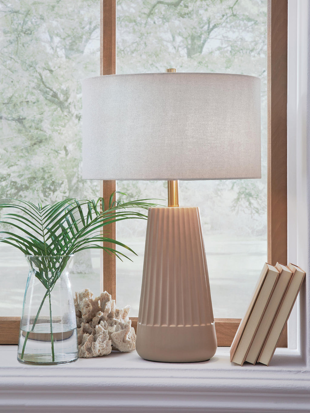 Dellner Table Lamp in Mocha, lifestyle view