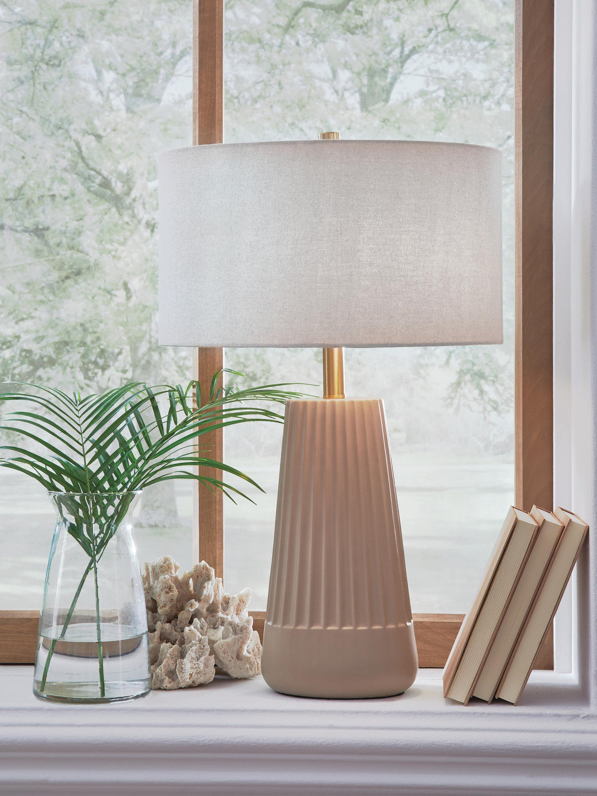 Dellner Table Lamp in Mocha, lifestyle view