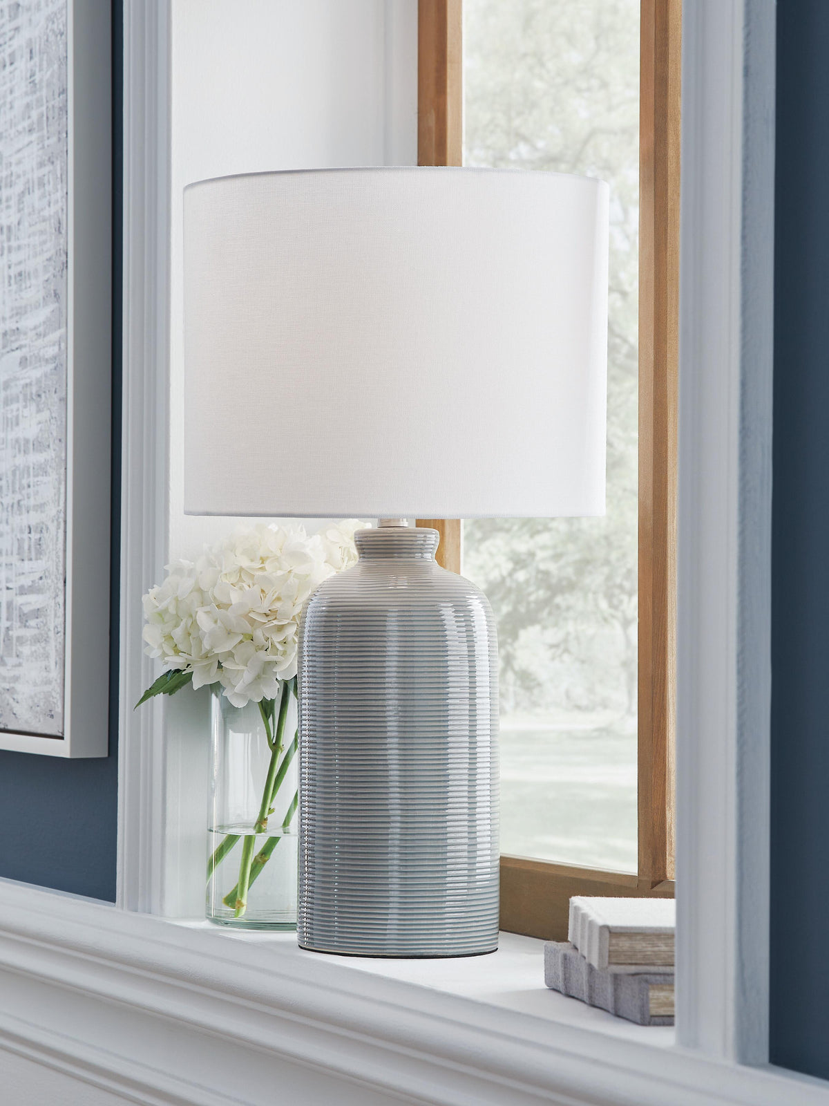 Wimlow Table Lamp in Gray Blue, lifestyle view