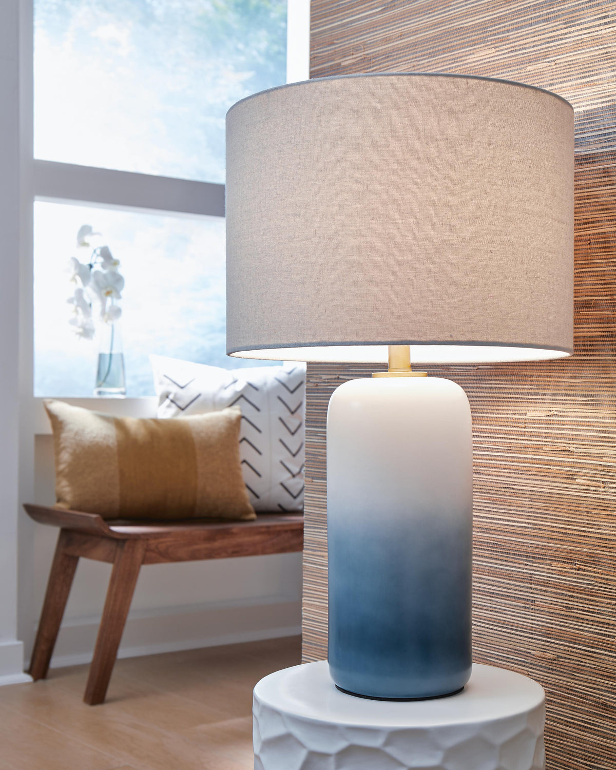 Lemrich Table Lamp in White/Teal, alternate view 3
