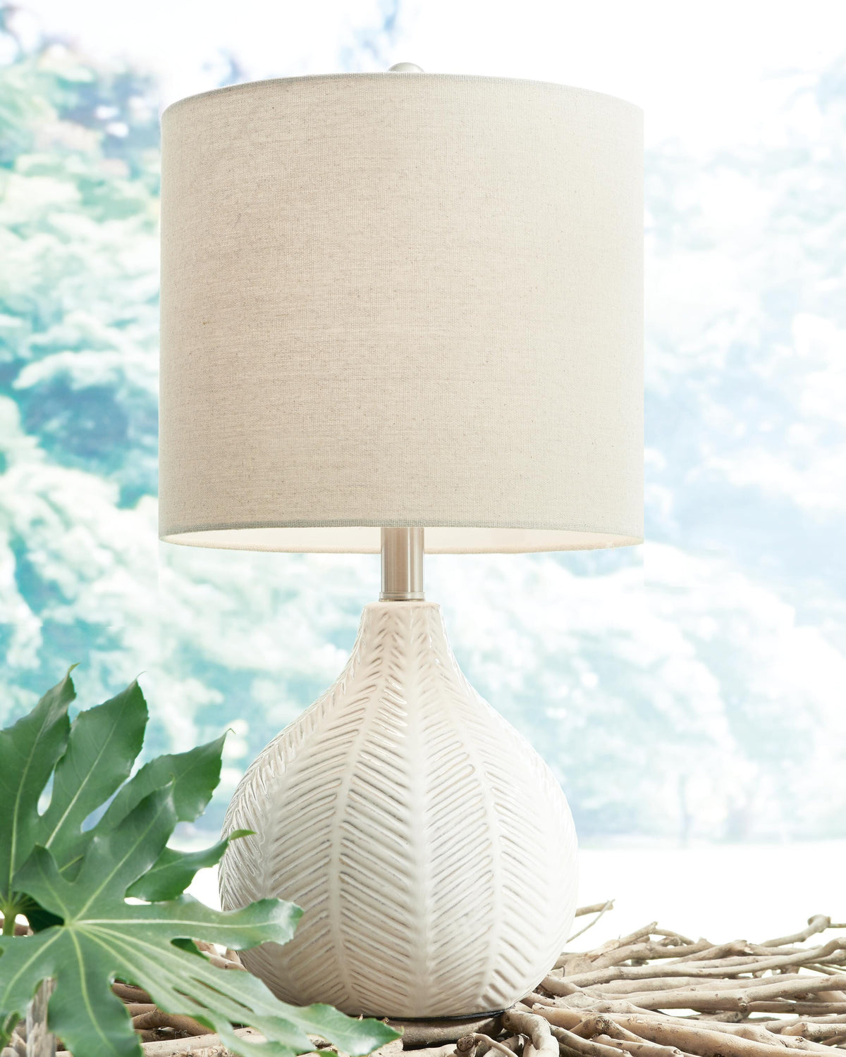 Rainermen Table Lamp in Off White, lifestyle view