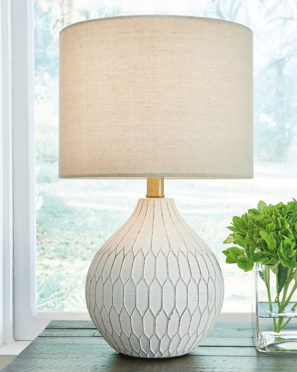 Wardmont Table Lamp in White, lifestyle view