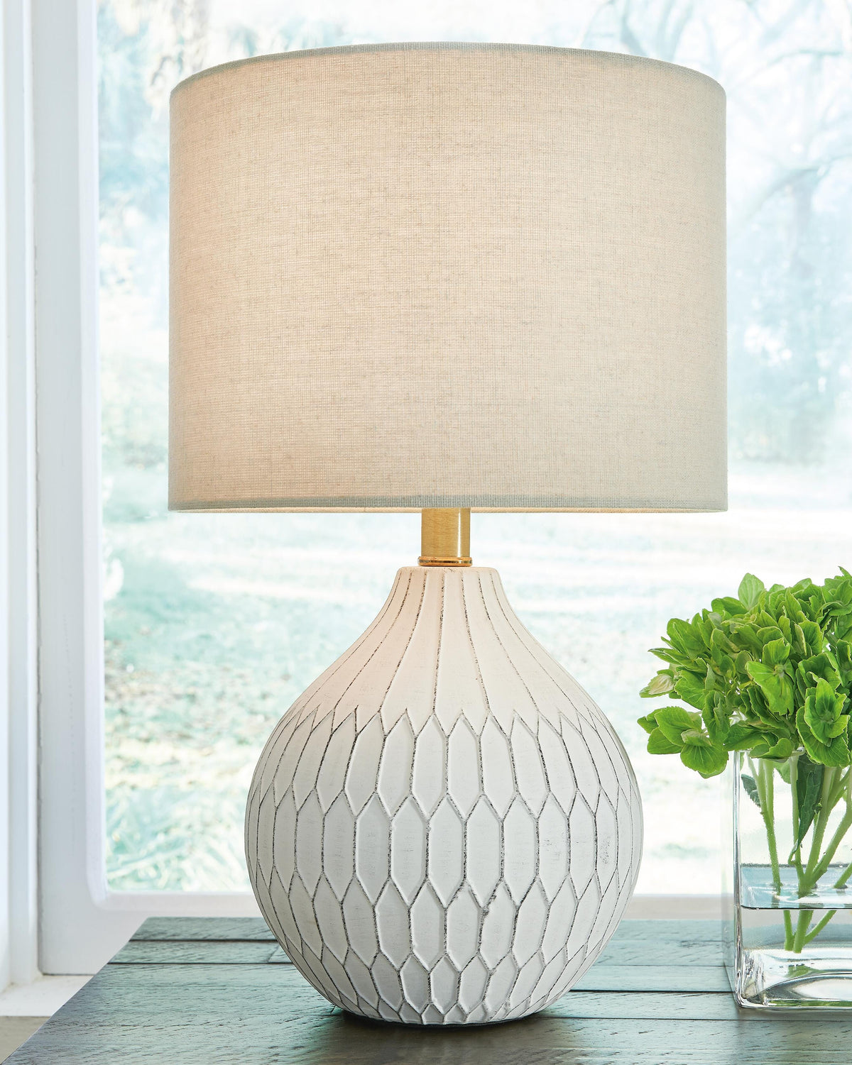 Wardmont Table Lamp in White, lifestyle view