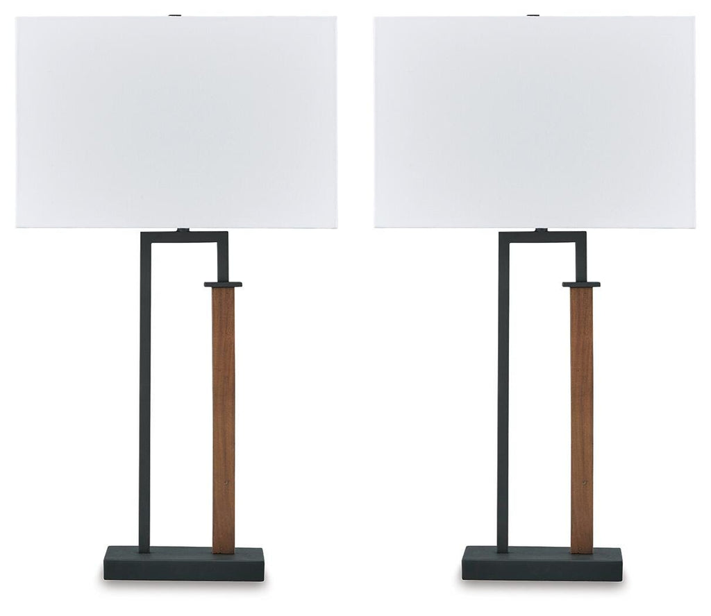 Voslen Table Lamp (Set of 2) in Black/Brown, alternate view 2