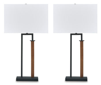 Voslen Table Lamp (Set of 2) in Black/Brown