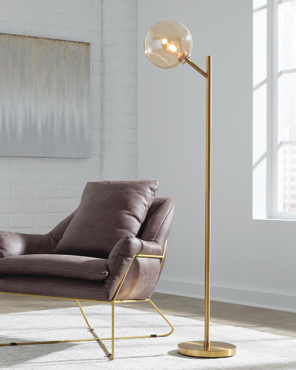 Abanson Floor Lamp in Amber/Gold Finish, lifestyle view