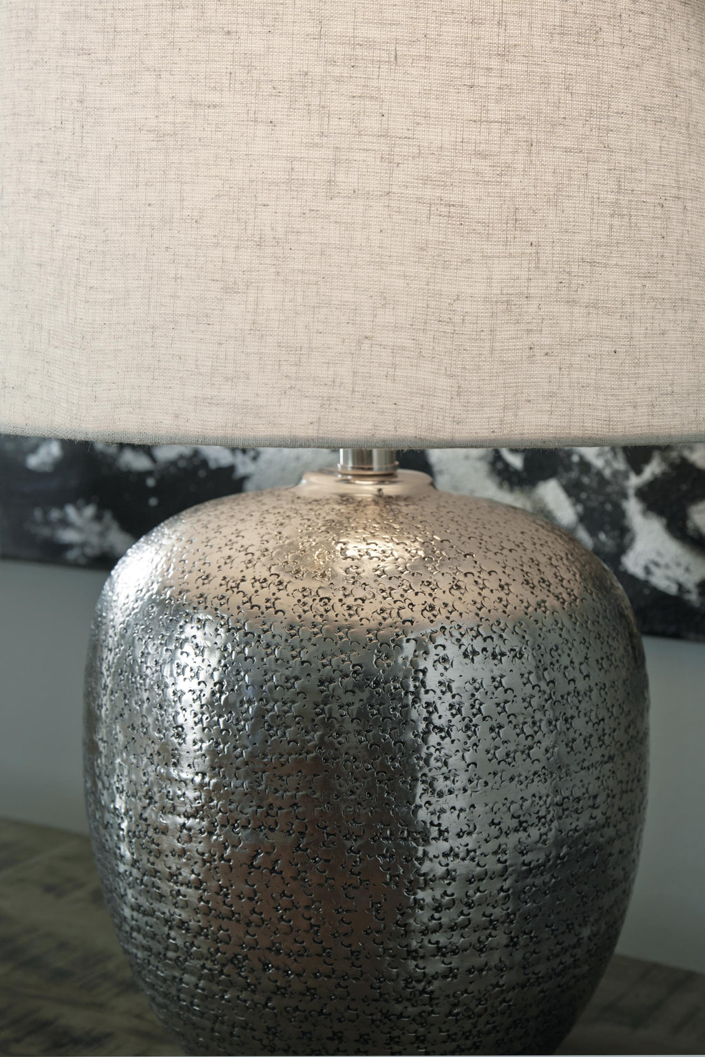 Magalie Table Lamp in Antique Silver Finish, detail view