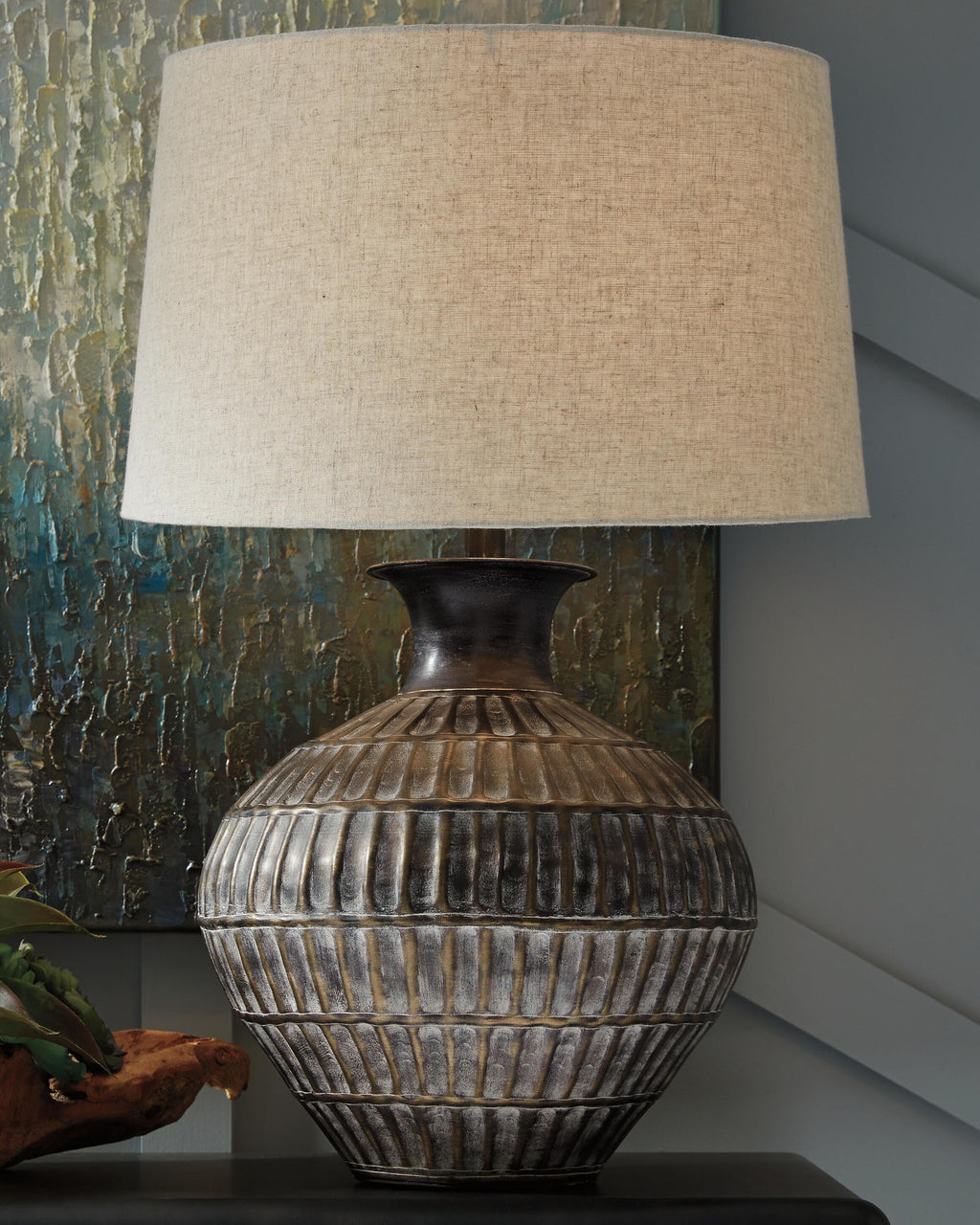Magan Table Lamp in Antique Bronze Finish, lifestyle view