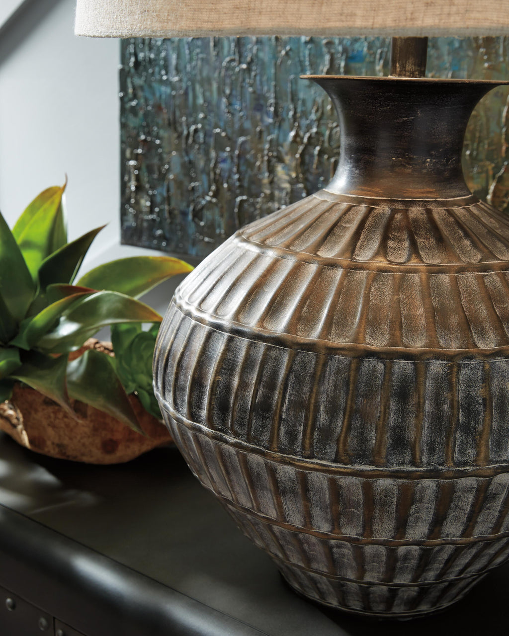 Magan Table Lamp in Antique Bronze Finish, detail view