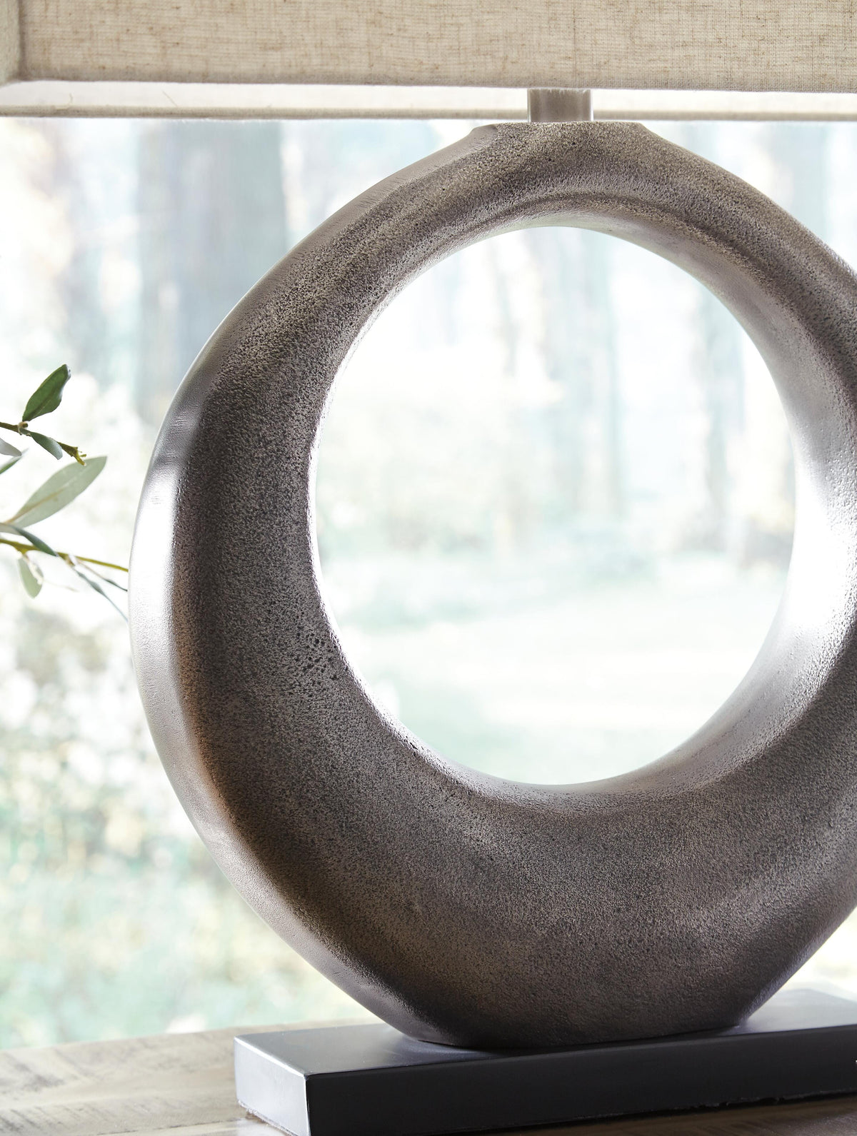 Saria Table Lamp in Antique Silver Finish, detail view