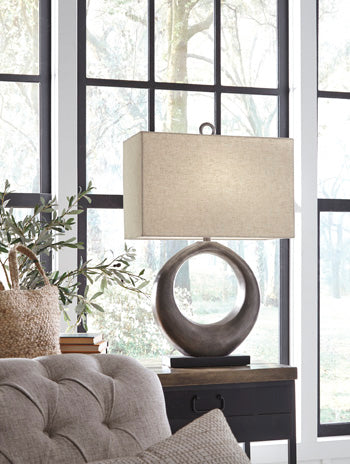 Saria Table Lamp in Antique Silver Finish