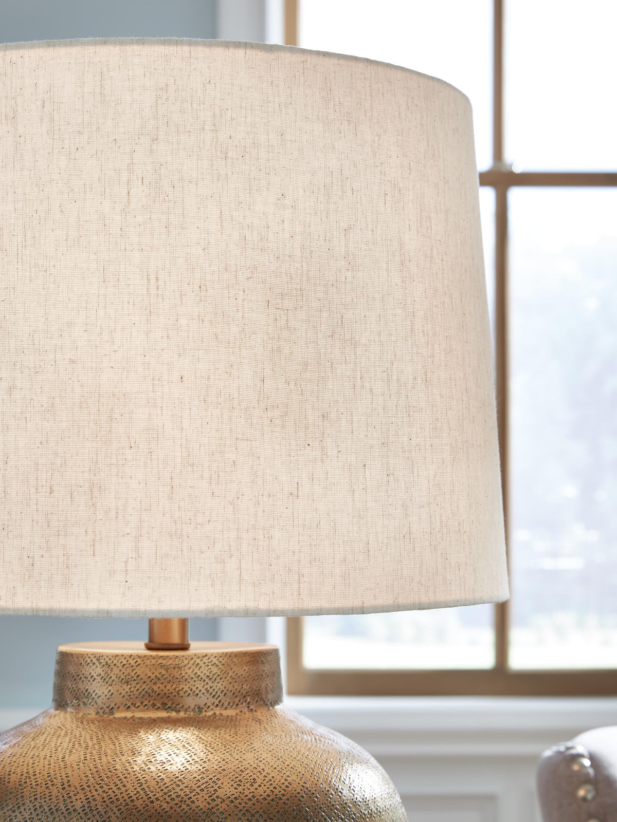 Madney Table Lamp in Antique Gold Finish, detail view