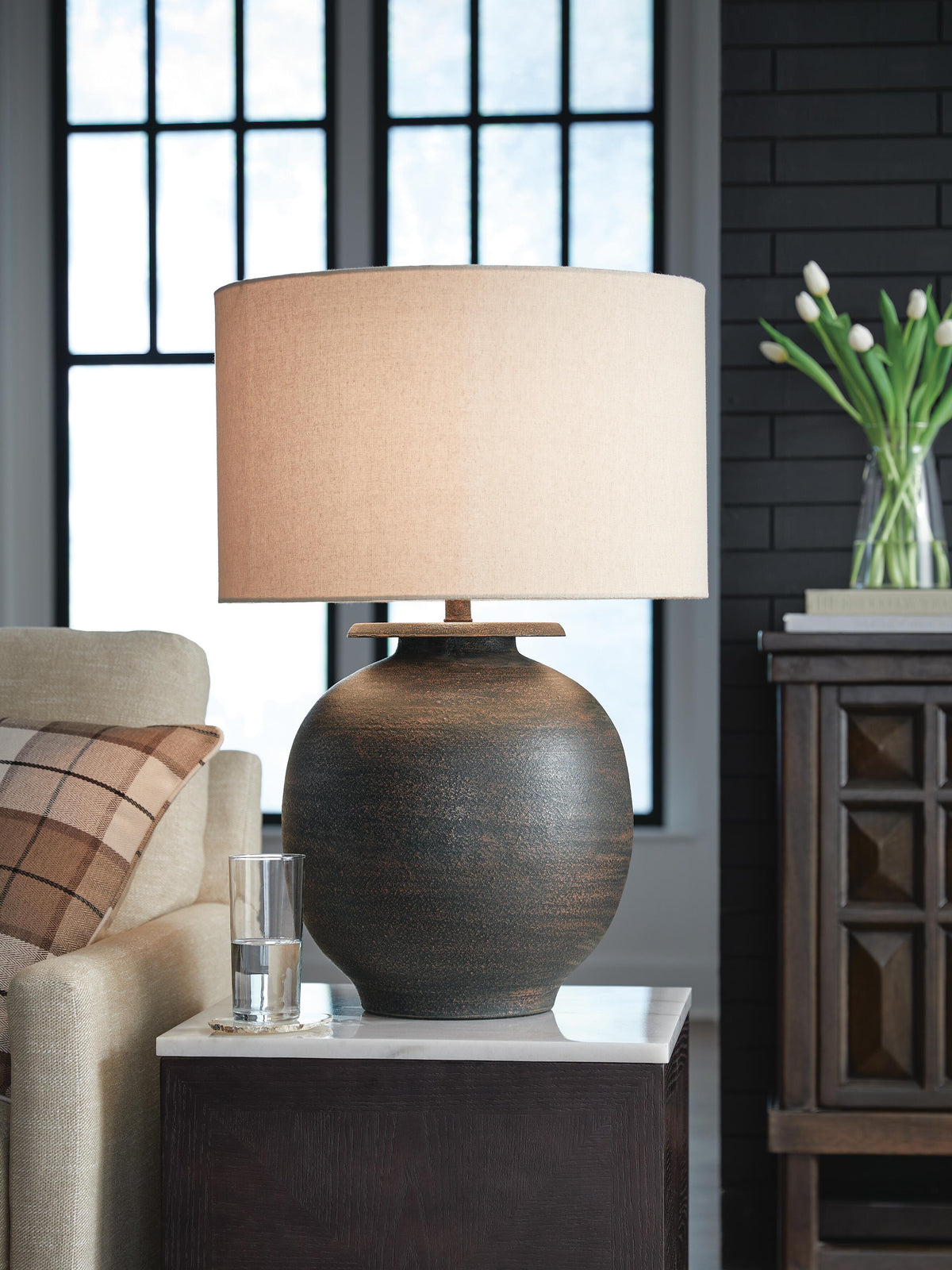 Carlenbury Table Lamp in Antique Brown, lifestyle view