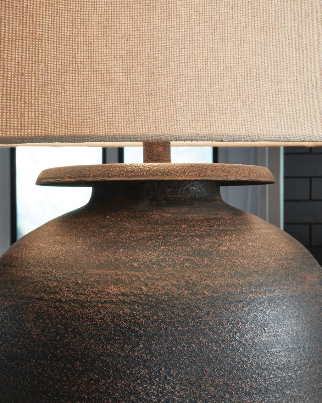Carlenbury Table Lamp in Antique Brown, detail view
