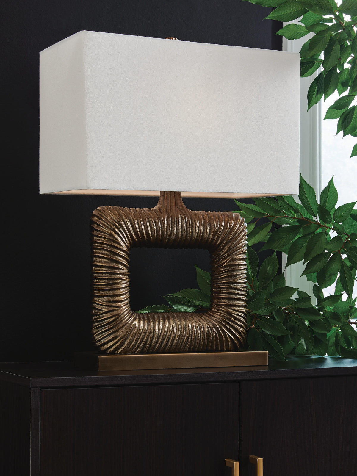 Garronby Table Lamp in Antique Brass Finish, lifestyle view