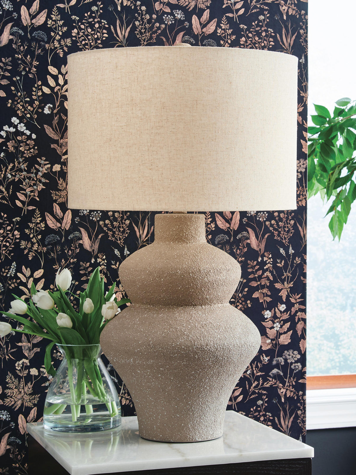 Jossleigh Table Lamp in Beige, lifestyle view
