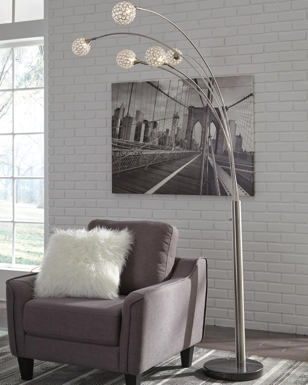 Winter Arc Lamp in Silver Finish, lifestyle view