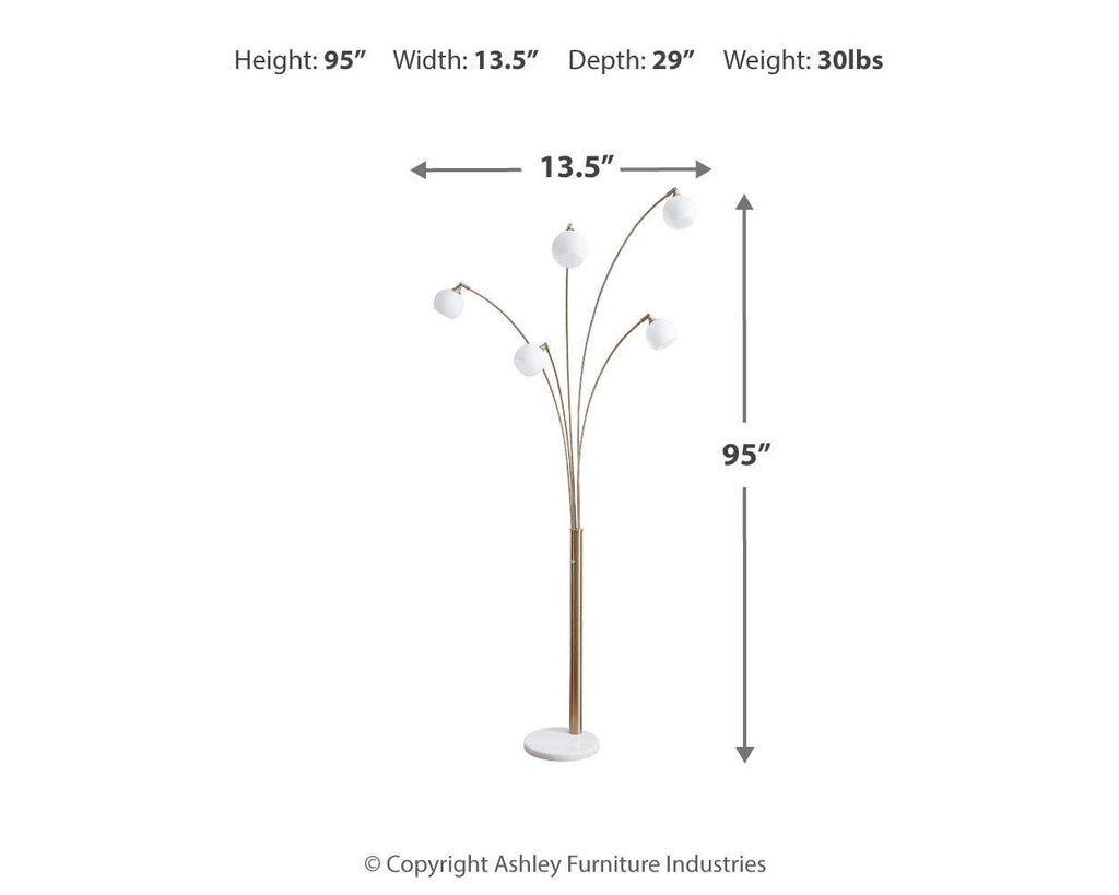Taliya Arc Lamp in Champagne/White, alternate view 5
