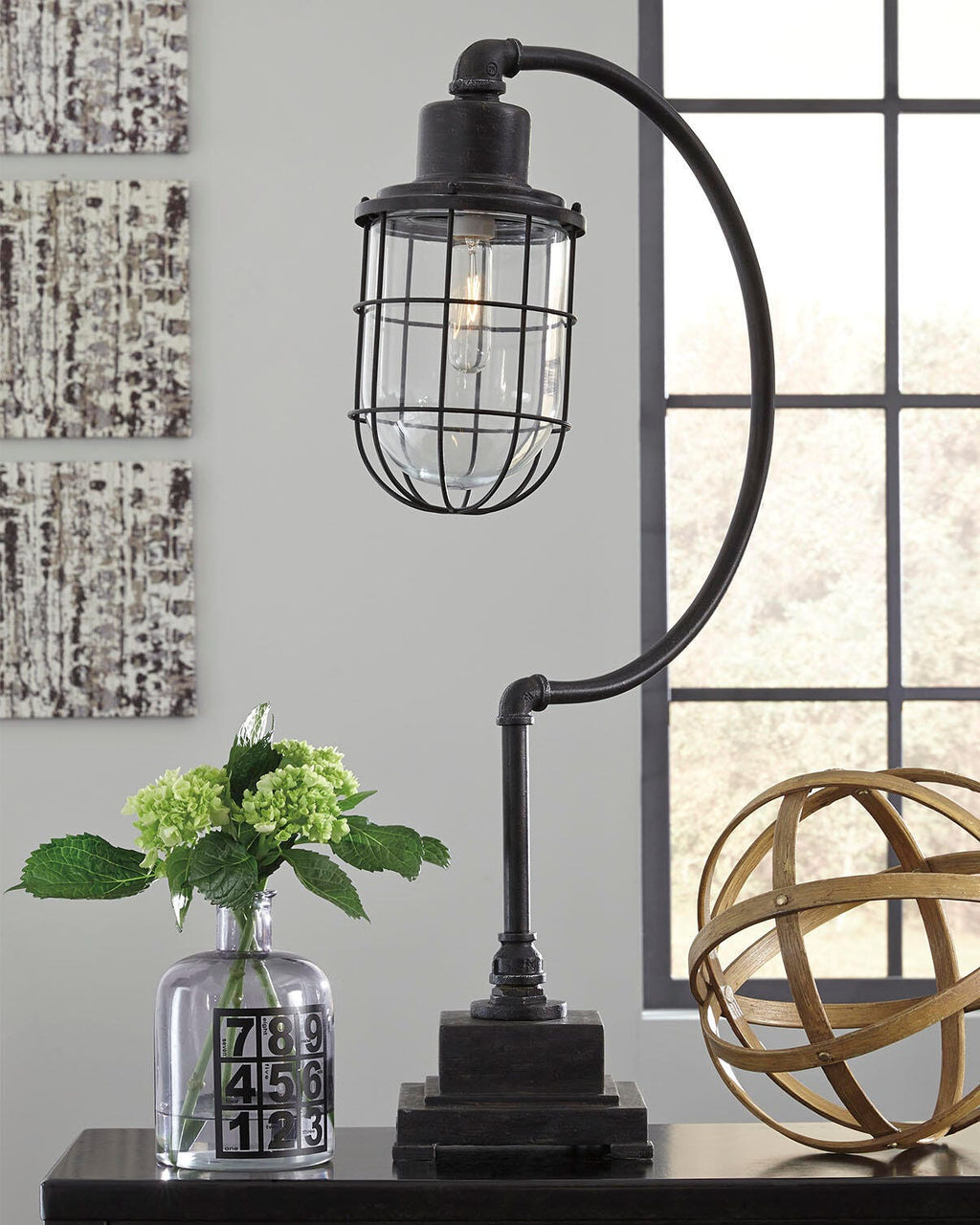 Jae Desk Lamp in Antique Black, lifestyle view
