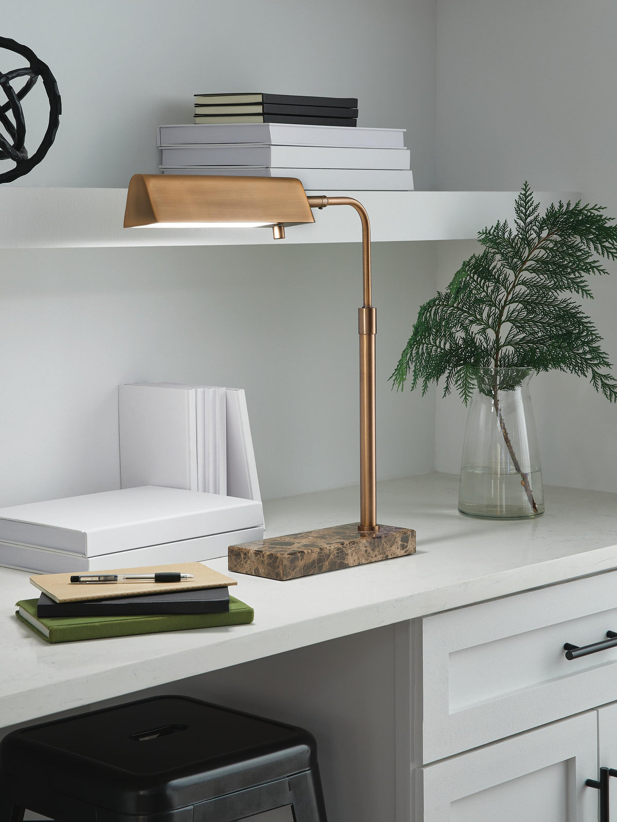 Yafe Desk Lamp in Bronze Finish, lifestyle view