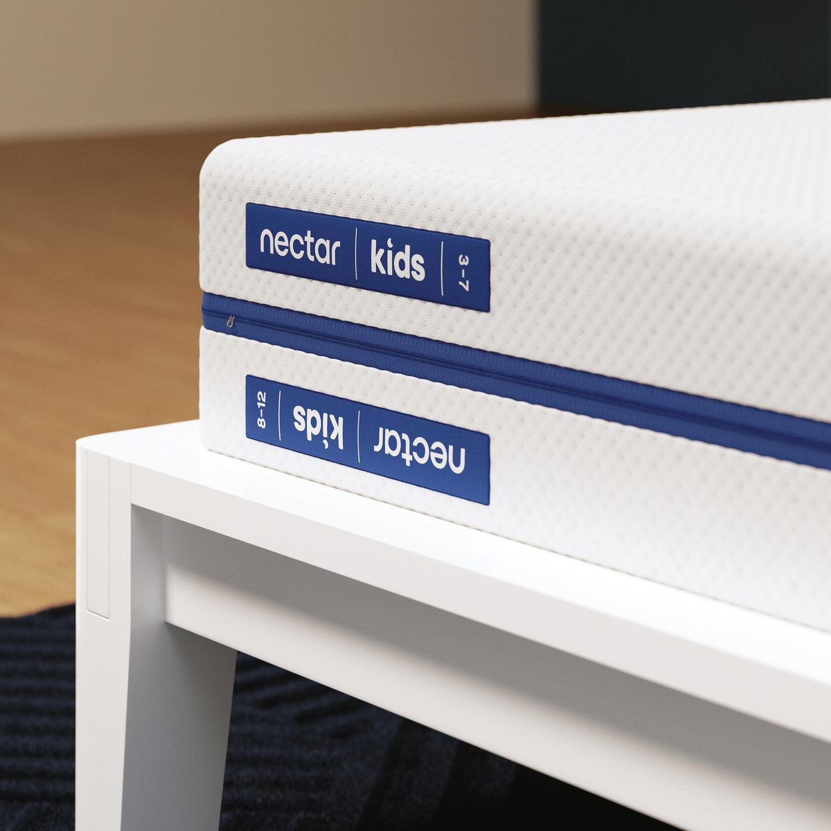 Nectar Foam Kids Full Mattress in White, detail view