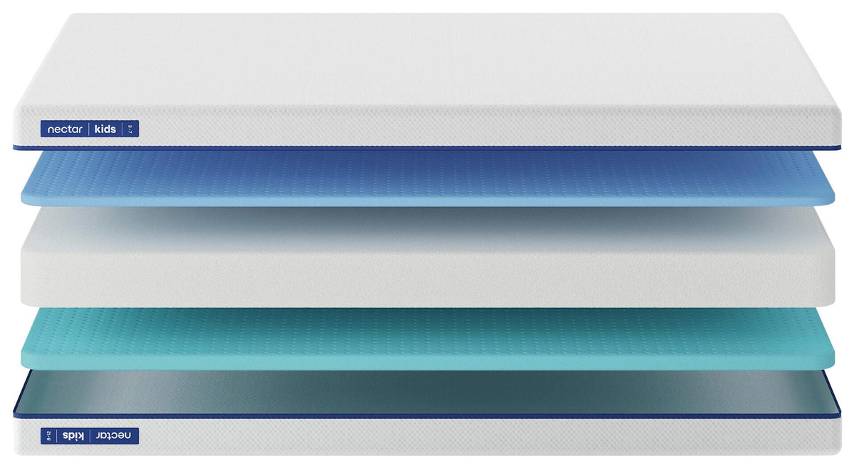 Nectar Foam Kids Full Mattress in White, side view