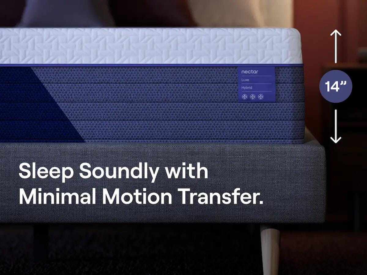 Nectar Luxe Hybrid Twin Mattress in White, alternate view 9