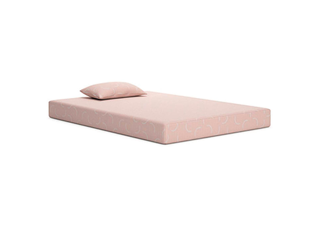 iKidz Coral Twin Mattress and Pillow angled view