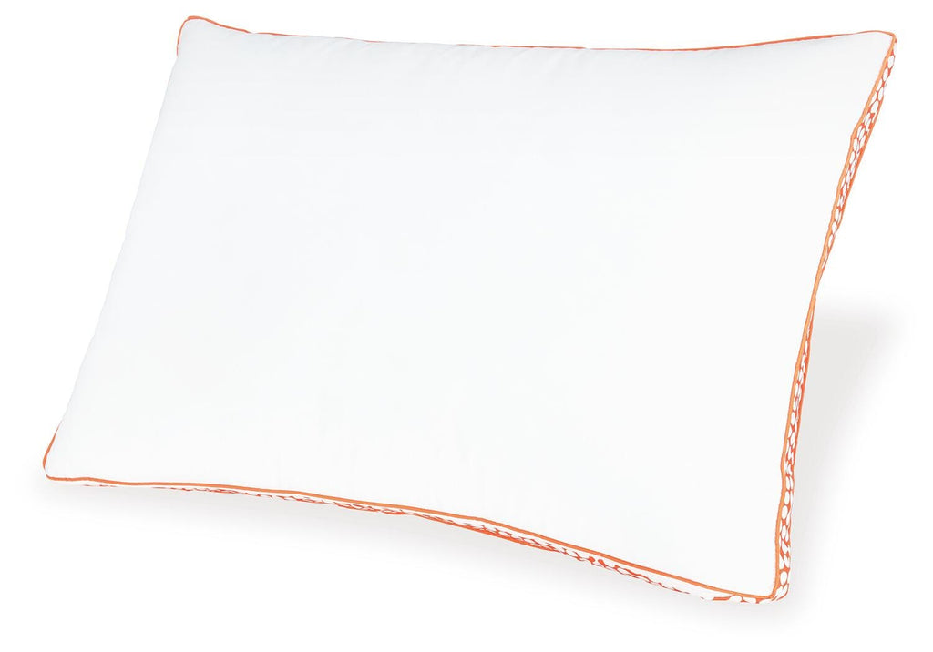 Zephyr 2.0 3-in-1 Pillow (6/Case) in White/Orange, angle view