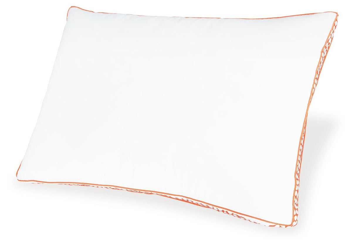 Zephyr 2.0 3-in-1 Pillow (6/Case) in White/Orange, angle view