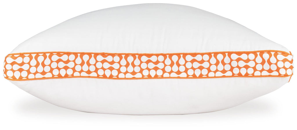Zephyr 2.0 3-in-1 Pillow (6/Case) in White/Orange, side view