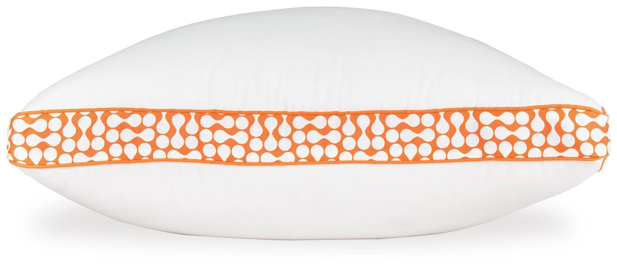 Zephyr 2.0 3-in-1 Pillow (6/Case) in White/Orange, side view