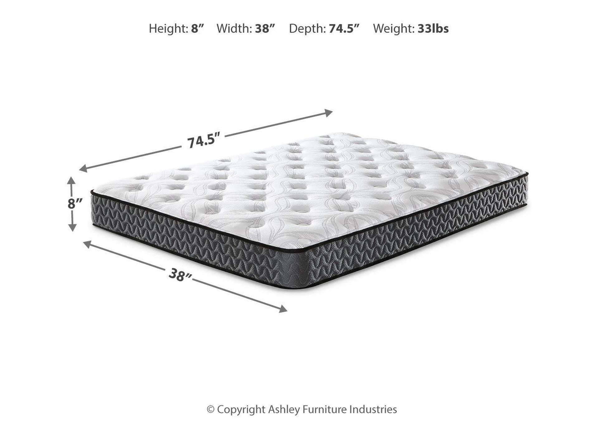 8 Inch Bonnell Hybrid Twin Mattress dimensions