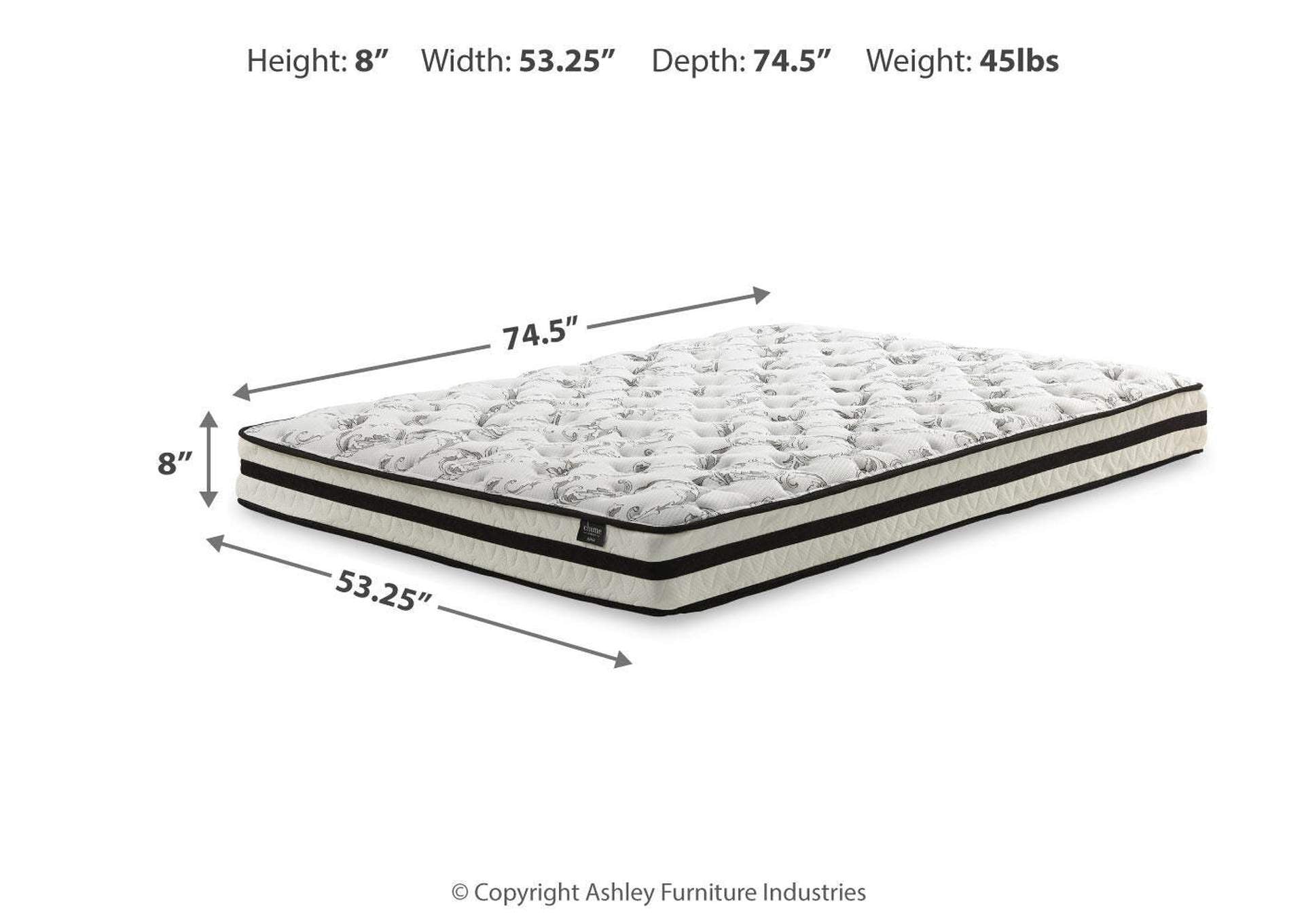 Shawburn Full Platform Bed with Chime 8 Inch Firm Innerspring Mattress dimensions