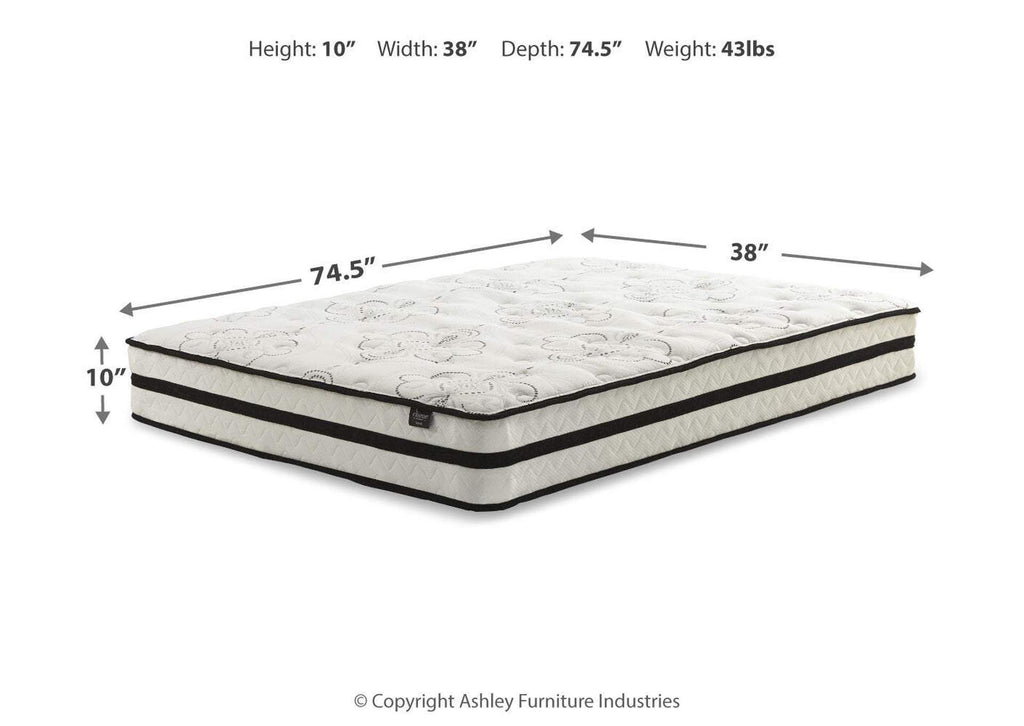 Socalle Twin Platform Bed with Chime 10 Inch Medium Hybrid Mattress dimensions