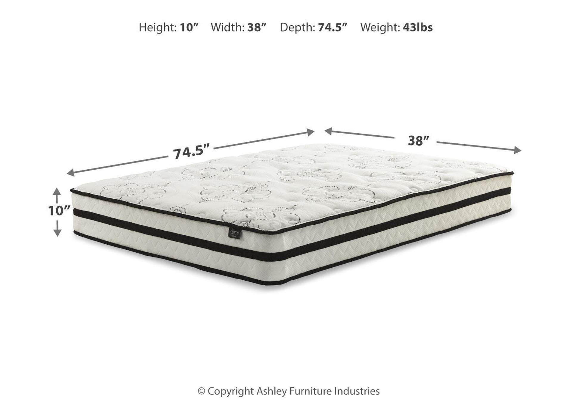 Socalle Twin Platform Bed with Chime 10 Inch Medium Hybrid Mattress dimensions