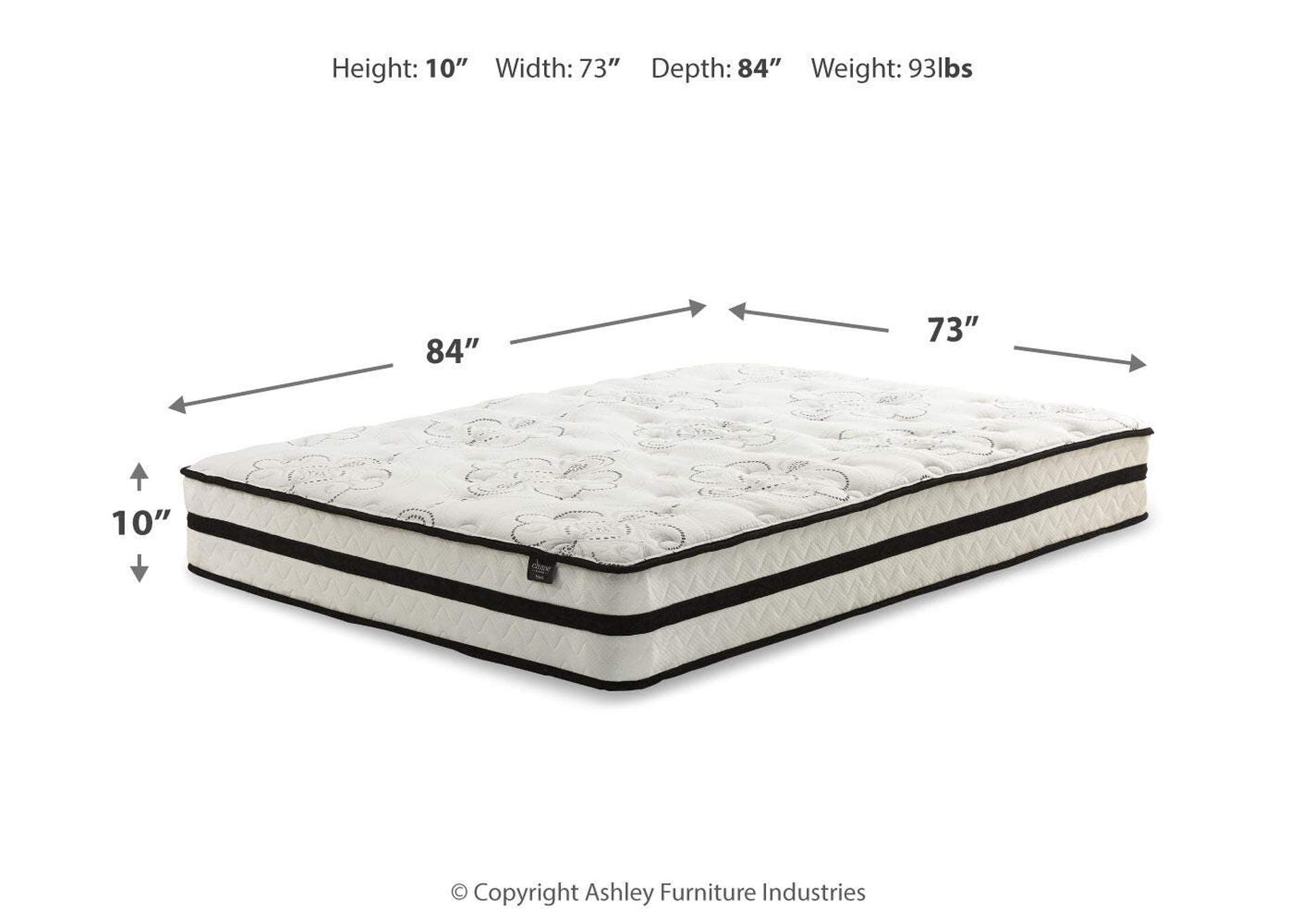 Chime 10 Inch Hybrid Mattress with Adjustable Base dimensions